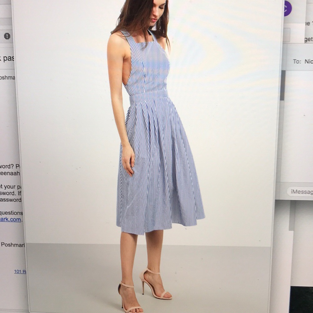 Striped criss cross back swing dress